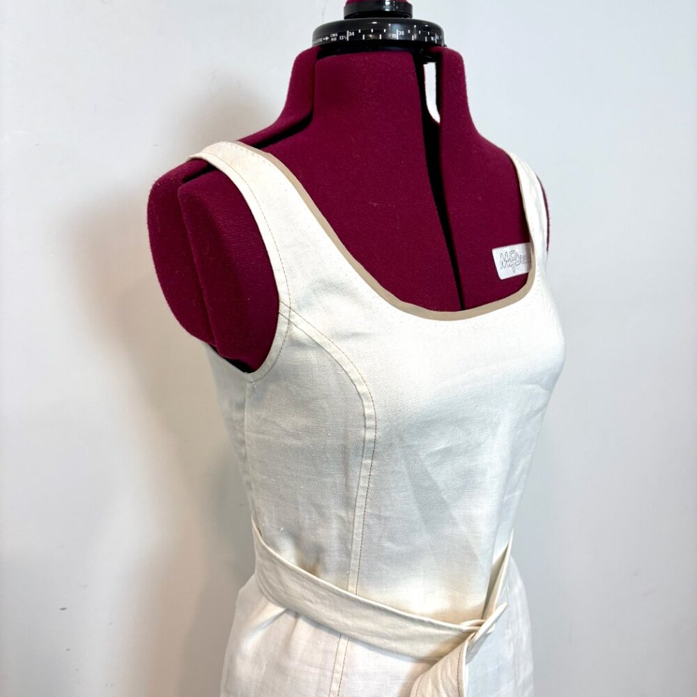 LeComte White 100% Linen Mid Length Dress sz 6 - Picture 3 of 10